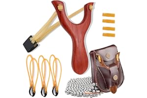 TARANDUS Solid Wooden Slingshot Set – Classic Sling Shot for Outdoor Fun, Hunting, and Catapult Games – Perfect Hunting Gear (Red)