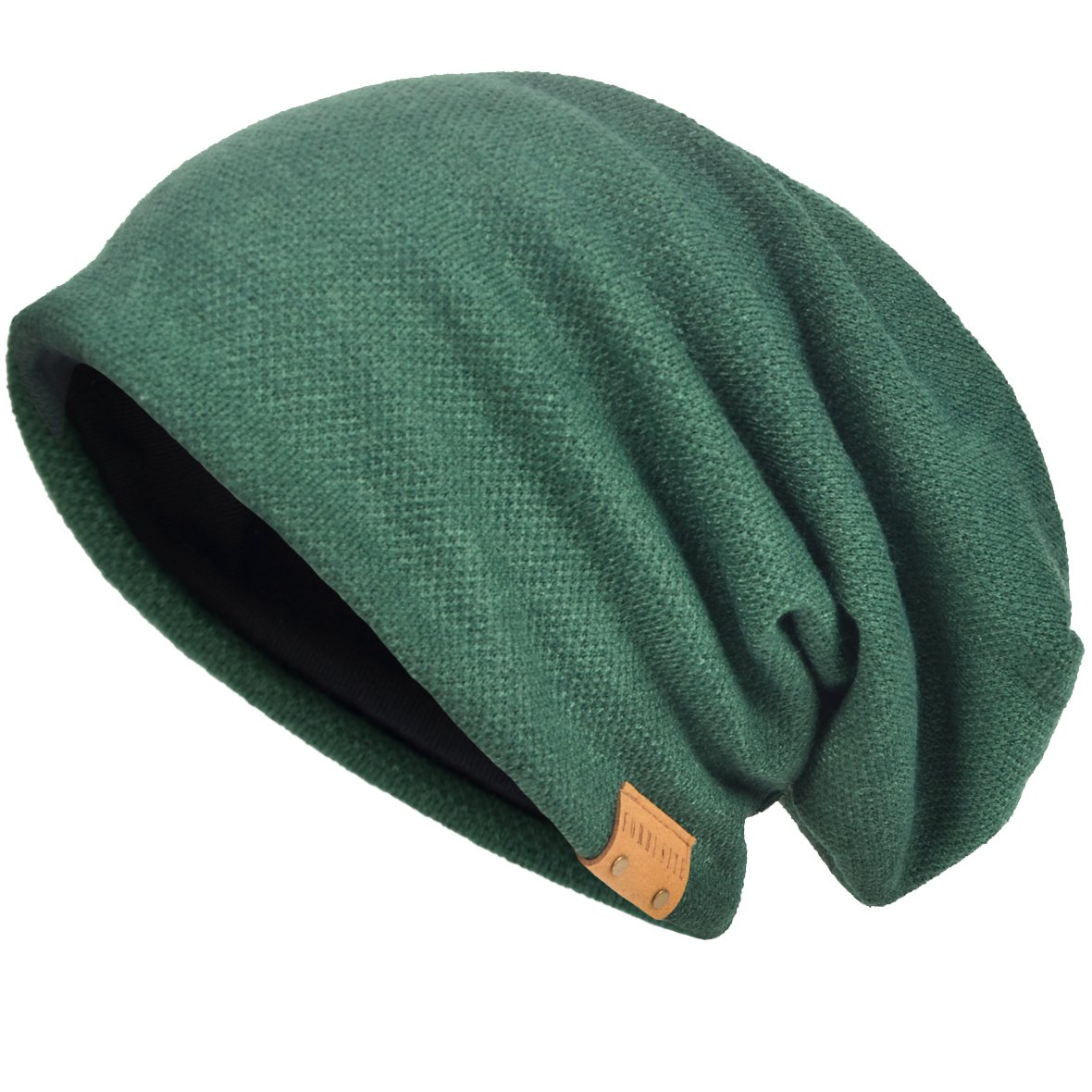 VECRY Men's Cotton Beanie Slouch Skull Cap Long Baggy Hip-Hop Winter Summer Hat (Green)(Size:M)