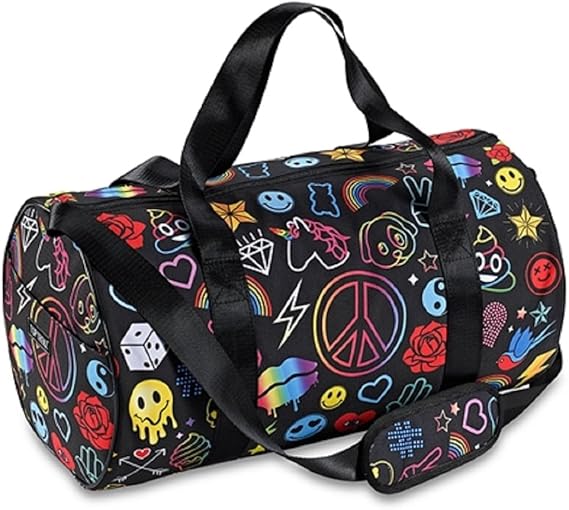 Top Trenz Print Duffle Bags (Fleek Black) Travel Duffels