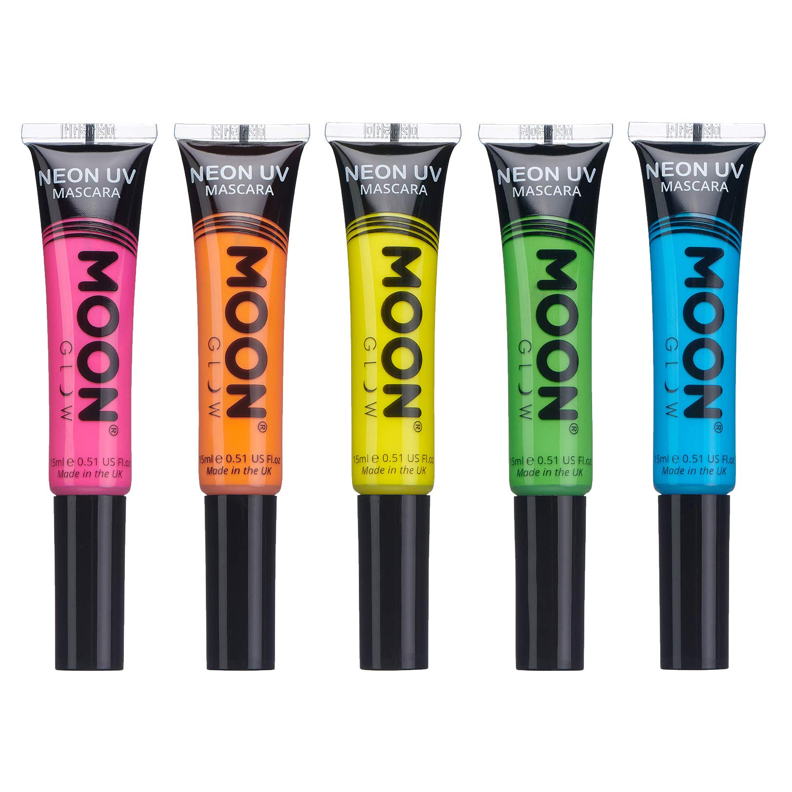 Moon Glow Neon UV Mascara - Choose from 8 colours - Glows brightly under UV Lighting! (Set of 5)