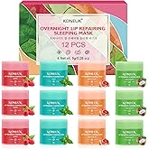 12 Pack Lip Sleeping Mask Set, Overnight Lip Treatment, Nourish and Hydrate Lip Mask With Vitamin C and Coconut Oil, Lip Balm for Dry Lips, Reduce Lip Lines and Improve Lip Color