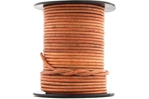 Xsotica-Dye Round Leather Cords -1.5mm Leather Cord Bracelets Necklace & Jewellery Making (Tan Natural, 3 Meter (3 Yard))