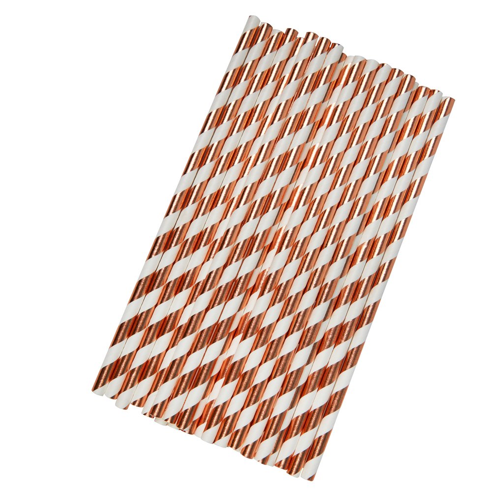 Neviti Paper Straws - Rose Gold,, Pack of 25