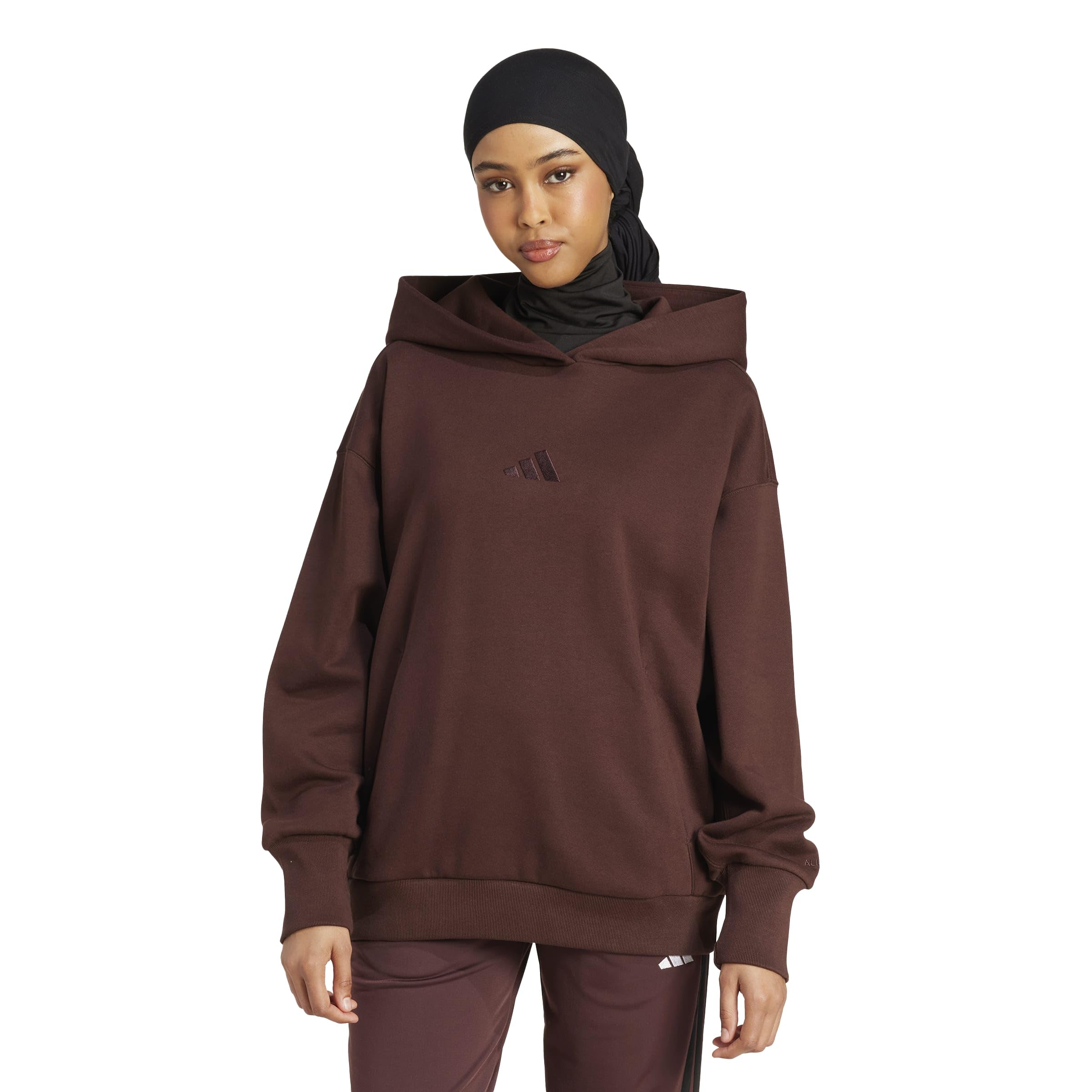 adidas Women’s All SZN Fleece Loose Hoodie, Shadow Brown, X-Small