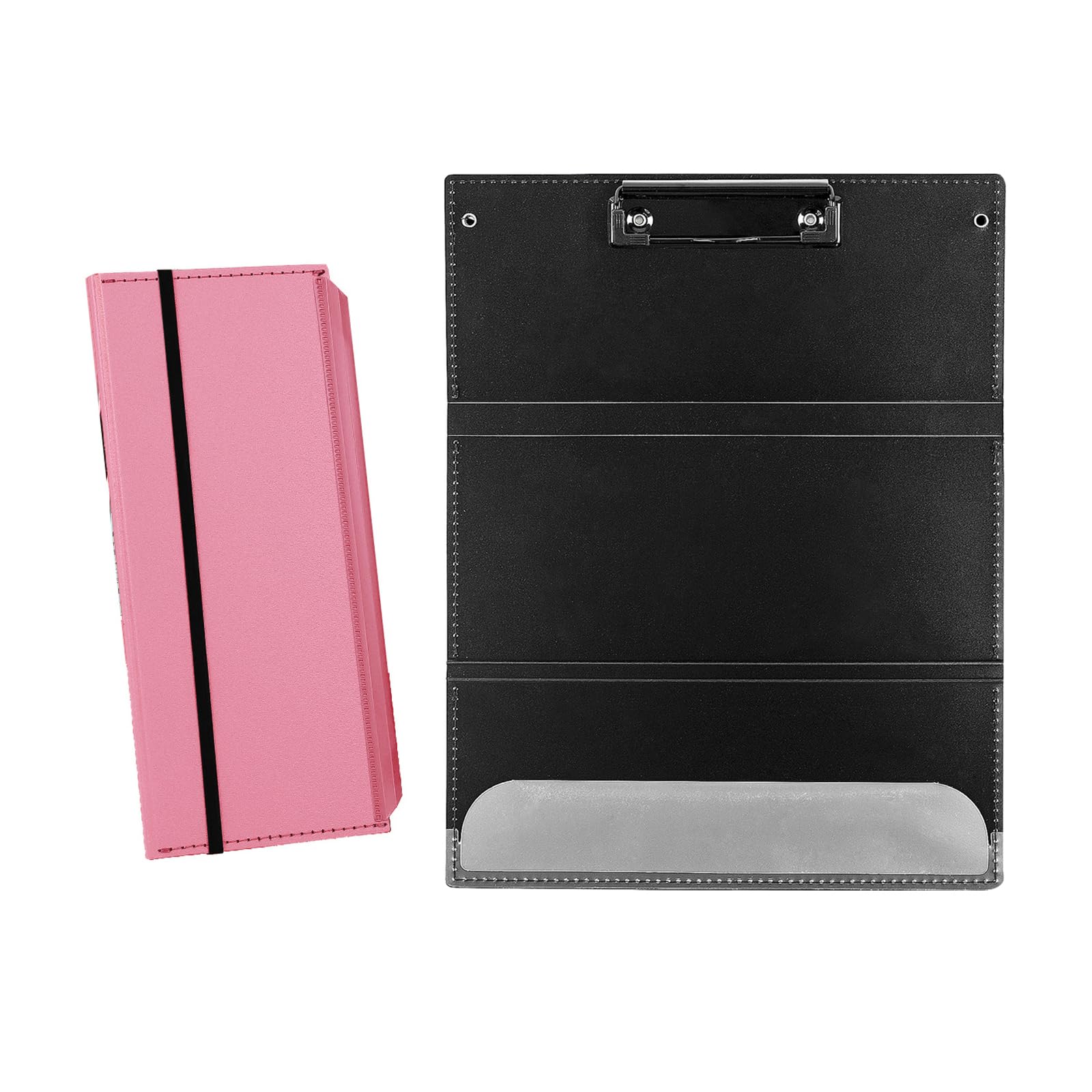 Portable Foldable Nursing Clipboard, Folding Metal Clipboard Pocket Size, Whitecoat Clipboard Nurse Edition Trifold, Occupational Therapy Clipboard for Doctors（Pink）