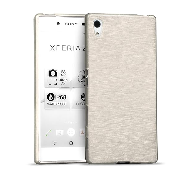 Conie Handy Cover kompatibel mit Sony Xperia Z5, Schutzhülle Case aus Silikon Design Bumper Rutschfest Dünn in Weiß