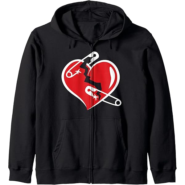 Amazon.com: Womens Broken Heart And Safety Pins V-Neck T-Shirt