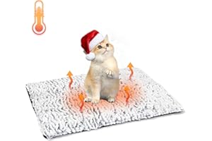 Nobleza Self Warming Cat Bed, Super Soft Thermal Dog Crate Bed Mat for Sleeping, Washable Anti-Slip Self Heating Pet Kennel Pad for Small Medium Cats Dogs Indoor Outdoor (White&Grey, S)