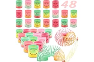 CXLHO 48 Pack Rainbow Coil Spring Toys,Mini Slinky, Magic Neon Plastic Spring Toys for Kids,Party Supplies Carnival Prize Birthday Present for Boys Girls