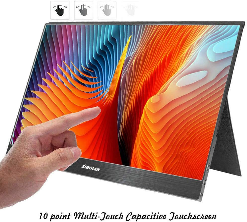 15.6 Inch Touch Screen Portable Monitor for Laptop PC,IPS HDMI Gaming Monitor for PS3 PS4 Xbox ONE Xbox 360 Switch,Optional Stand or Leather Case