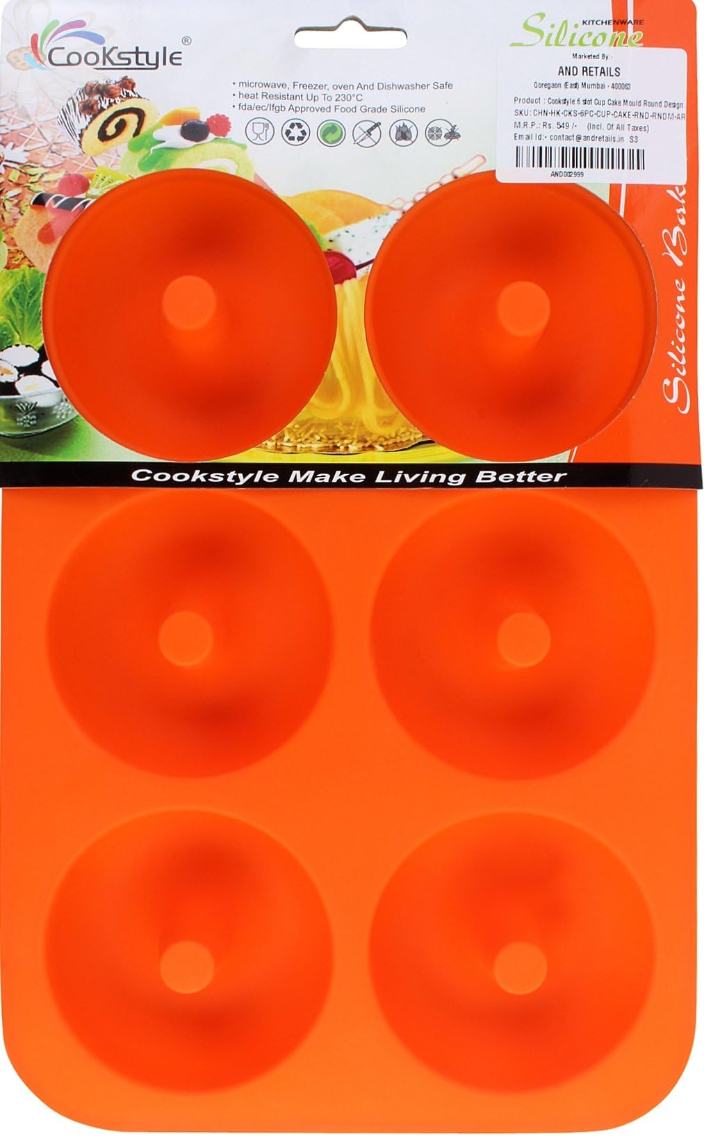 COOKSTYLE Donut Design Silicone Non Stick Baking Pan Tray, Random Colors