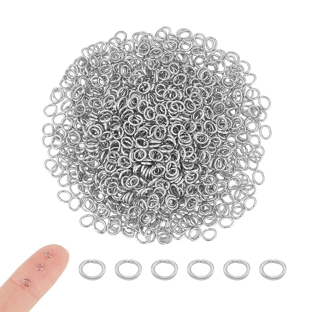 UNICRAFTALE 1000Pcs 304 Stainless Steel Jump Rings 3mm Open Jump Rings Oval Jump Rings Connecting Rings Split Rings for DIY Craft Supplies Key Chain Necklace Earring Jewelry Making