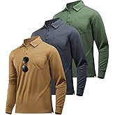 SWISSWELL 3 Pack Long Sleeve Polo Shirts for Men Moisture Wicking Work Collared Shirt with Pocket