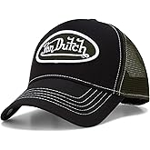 Von Dutch Unisex Trucker Hat - Curved Bill Mesh Back Retro Classic Colorblock Snapback Baseball Cap for Men and Women