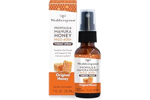 Wedderspoon Propolis and Manuka Honey Throat Spray, Original Honey, 1 Fl Oz (Pack of 1), Sore Throat Relief, Natural Immune Support