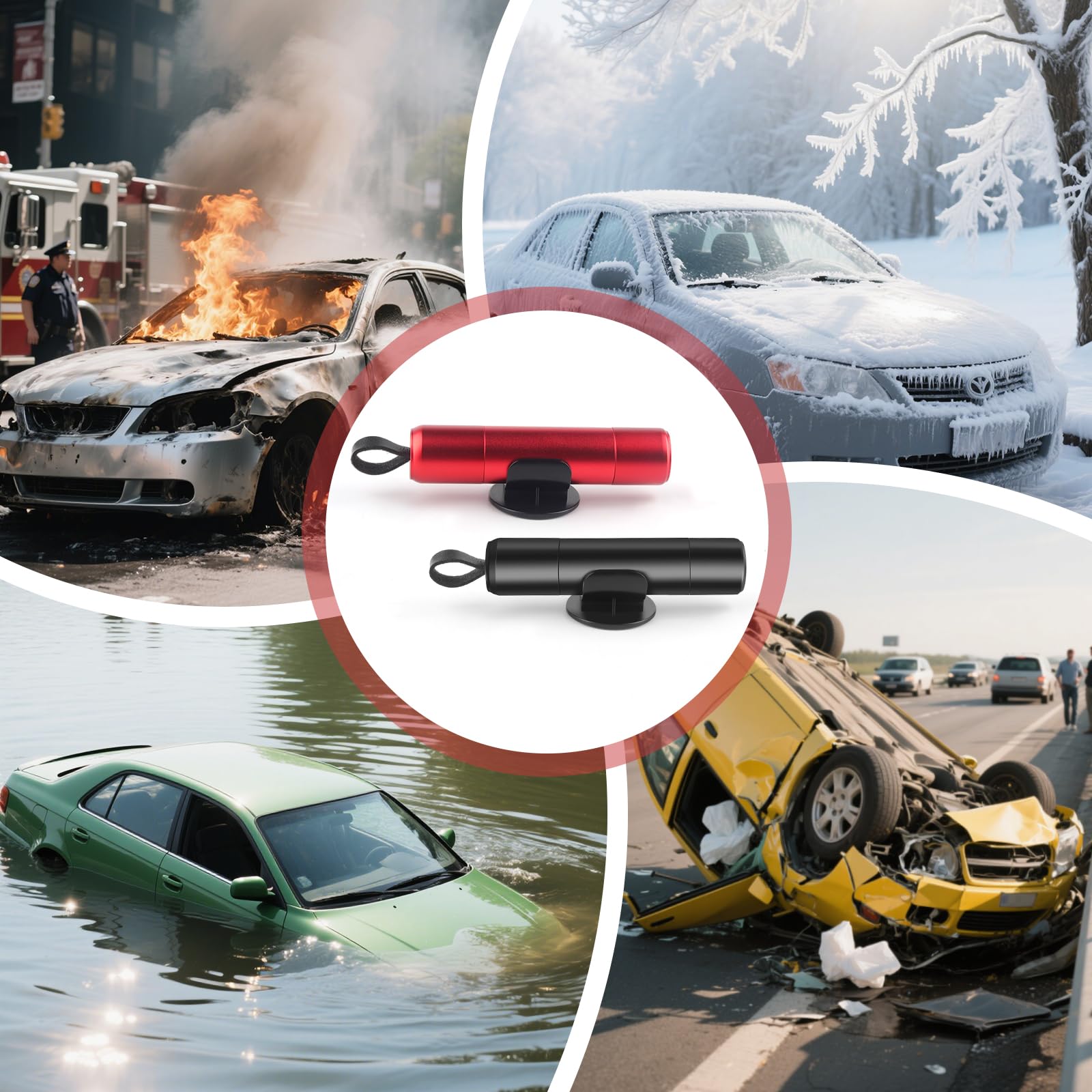 2 Stück Gurtschneider Notfallhammer, 2 In 1 Notfallhammer Auto mit Gurtschneider, Kompakter Tragbarer, Sicherheitshammer fürs Auto und Bus 8