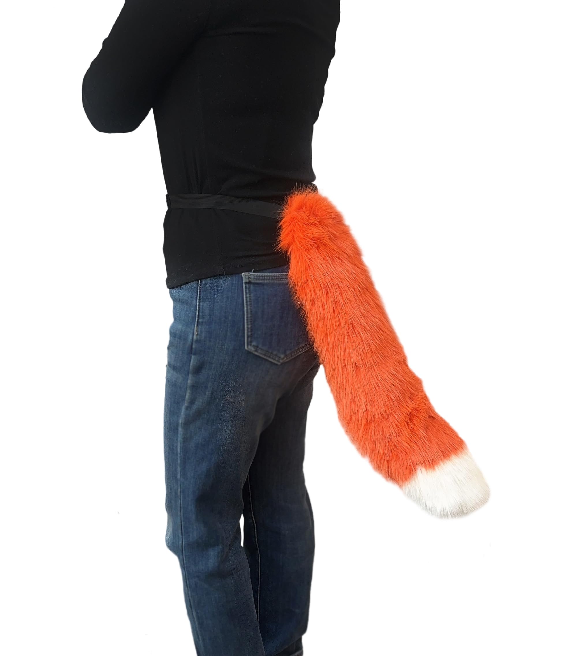 Lina & Lily Adults Faux Fur Fox Wolf Animal Tail Costume Fancy Dress Accessories for Cosplay Halloween Christmas Party (Orange & White Tip) โ image 1