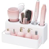 Lifewit Hair Tool Organizer Dryer Holder Countertop with 4 Cups, White | 4 Stainless cups Tools Organizer, Acrylic body Hair Product Storage for Curling Iron, Brush, Straightener, Bathroom