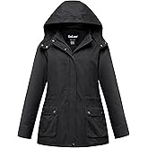 Soularge Women's Plus Size Military Cotton Jacket with Detachable Hood