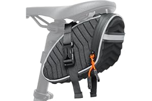 Danuosie Bike Saddle Bag, 1L Semi-rigid 3D Shell Bicycle Seat Bag Under Seat with Quick-Release Buckles, Water-Resistant Bike