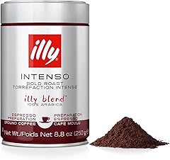 illy Intenso Ground Espresso Coffee, Bold Roast, Intense, Robust and Full Flavored With Notes of Deep Cocoa, 100% Arabica Cof