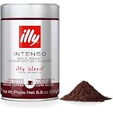 illy Intenso Ground Espresso Coffee, Bold Roast, Intense, Robust and Full Flavored With Notes of Deep Cocoa, 100% Arabica Coffee, No Preservatives, 8.8 Ounce Can (Pack of 1)