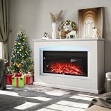 INMOZATA 50In Electric Fire with Surround White Freestanding Fireplace Remote view 3