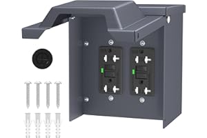 Joinfworld Outdoor Electrical Outlet Box with Dual 20 Amp WRTR GFCI Receptacles ETL Listed Waterproof GFCI Outlet Box with Cover