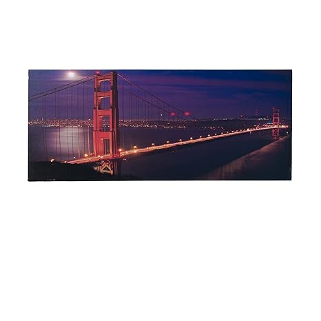 LED Bild Brücke, Skyline XXL Bild, riesig , LED Stimmungsbild mit 20 LED / 120 cm Breit x 50 cm Hoch Batteriebetrieb , nur 0,