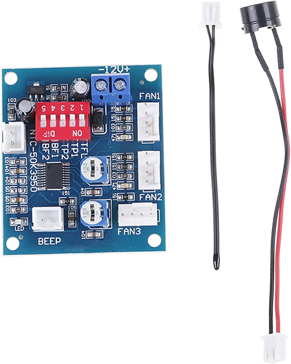 DC 12V PWM PC CPU Fan Temperature Control Speed Controller CPU Alarm Module, silver|blue|white - Image 4