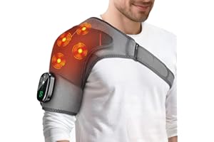 Cordless Shoulder Heating Pad, Heated Shoulder Brace with 4 Vibration Motors, Enlarged Shoulder Massager for Men and Women, F