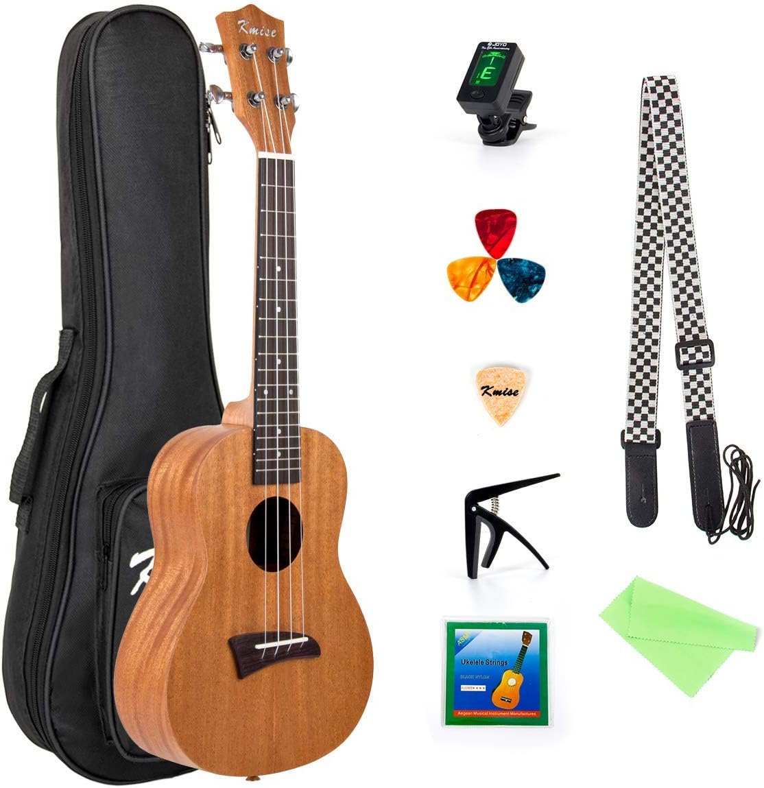 Kmise KonzertUkulele, StarterSet für Anfänger, MahagoniUkulele, 58,4