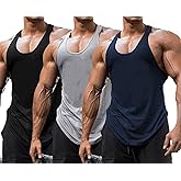 Babioboa Men's 3 Pack Gym Workout Tank Tops Y-Back Muscle Tee Stringer Bodybuilding Sleeveless T-Shirts