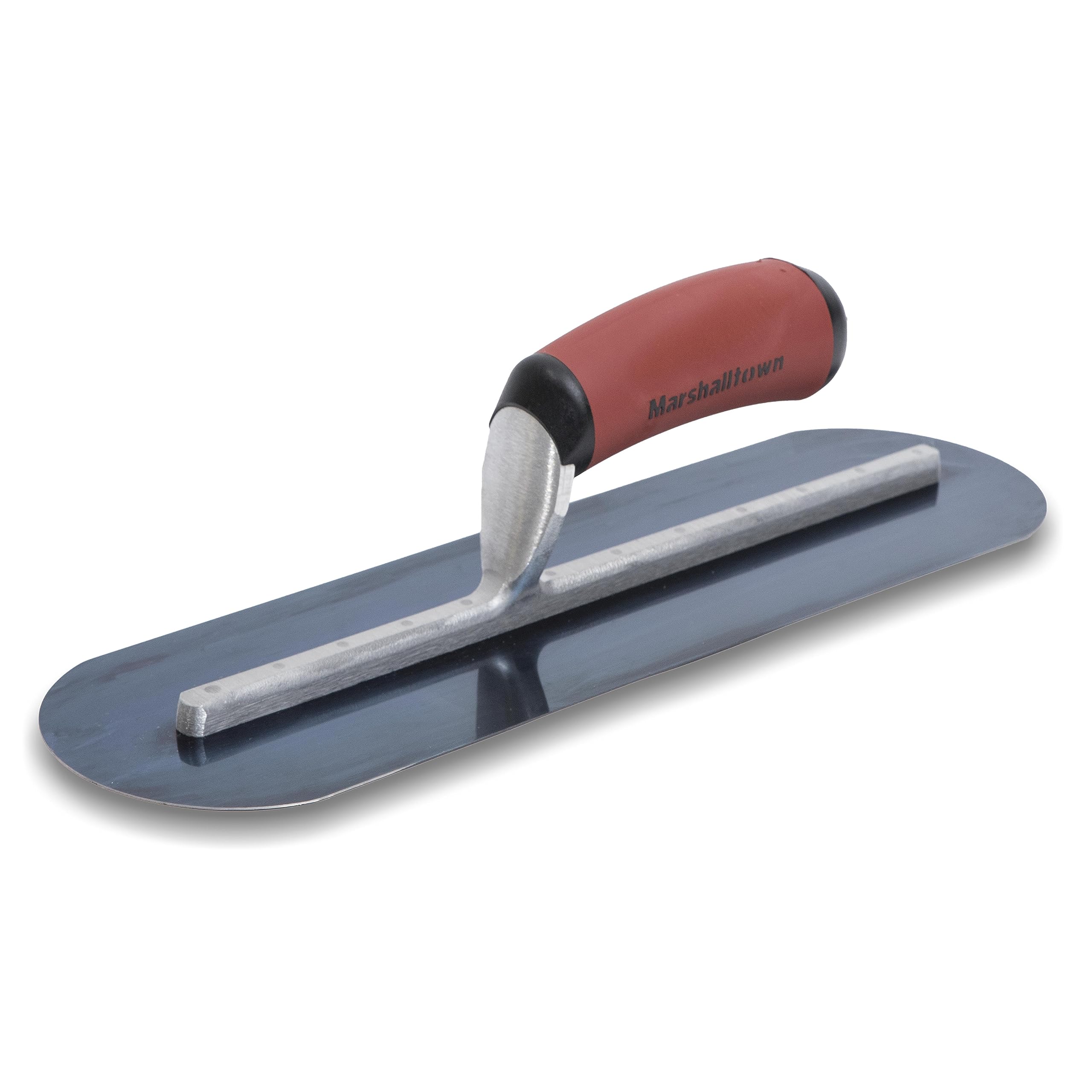 Marshalltown Smoothing Trowel, Fully Rounded with Curved Durasoft Handle, Blue Steel, Plastering Tool, Dimensions: 356 x 102 mm