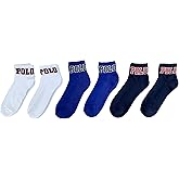 Polo Ralph Lauren Men`s Cushioned Rib Cuff Quarter Socks 6 Pack (10-13, White(ZP824425PKN-WHAST)/B_N)