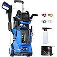Electric Pressure Washer 5000 PSI 3.2 GPM Power Washer with 4 Interchangeable Nozzles and 3 Levels of Adjustment Effortlessly Car Water Washer for Home Patio Blue
