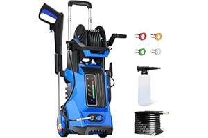 FENGRONG Electric Pressure Washer 5000 PSI 3.2 GPM Power Washer with 4 Interchangeable Nozzles and 3 Levels of Adjustment Effortlessly Car Water Washer for Home Patio Blue