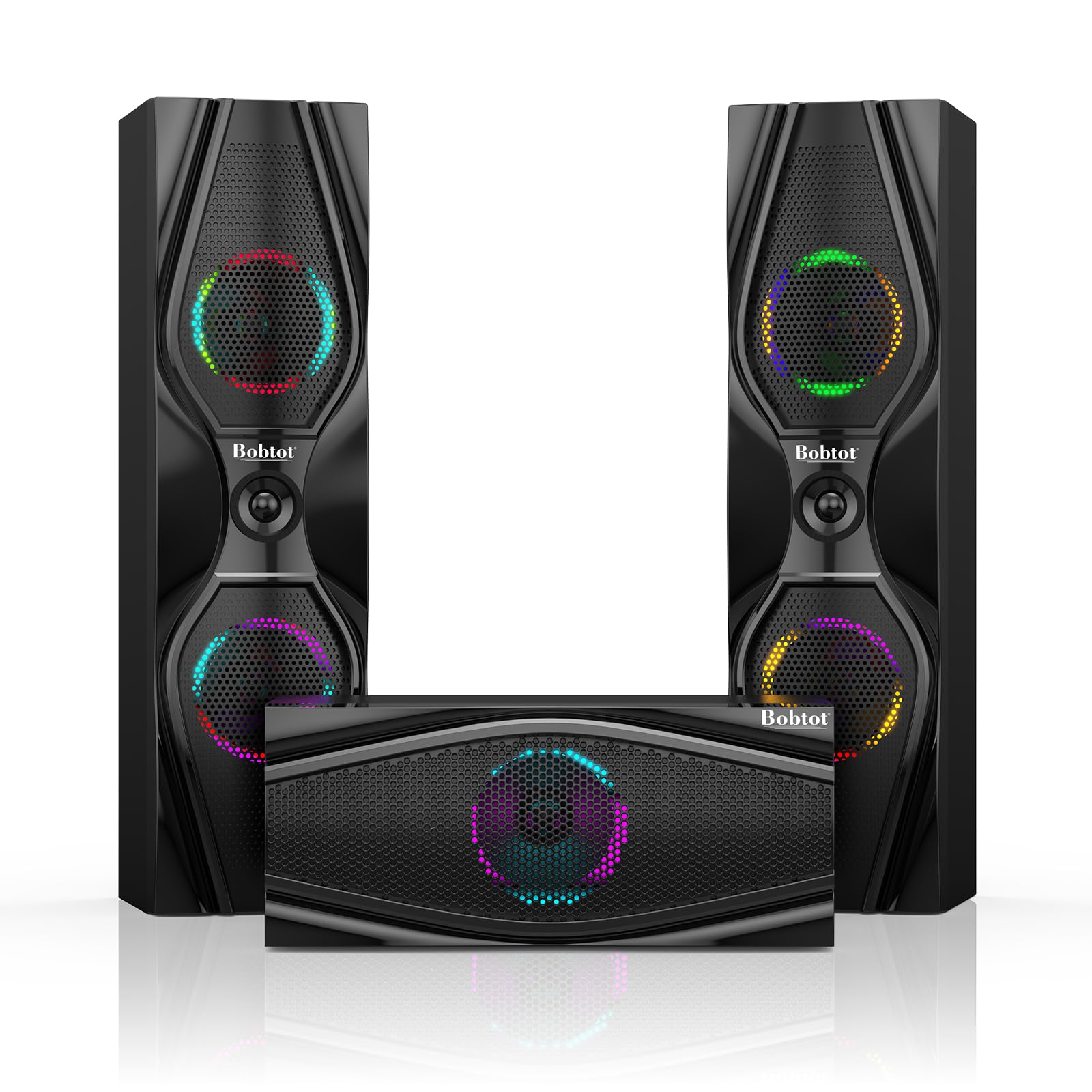 Bobtot Home Theater Systems Surround Sound Speakers - 1200 Watts 10 inch Subwoofer 5.1/2.1 Channel Audio Stereo System with HDMI ARC Optical Bluetooth Input for 4K TV Ultra HD AV DVD FM Radio USB
