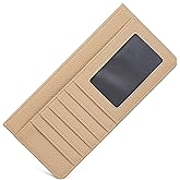 jessimi Slim Long Wallet for Women & Men – Thin Card Holder with Coin Pocket, Compact Billfold, Perfect for Travel, Weddings, and Everyday Use Unisex(Vertical Khaki)