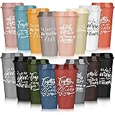 Pickmesh 15 Pcs Employee Appreciation Gifts Bulk 16 oz Plastic Tumbler with Lid Inspirational Staff Thank You Gifts for Team Reusable Travel Coffee Cups for Coworker Volunteer Teacher (Varicolored)
