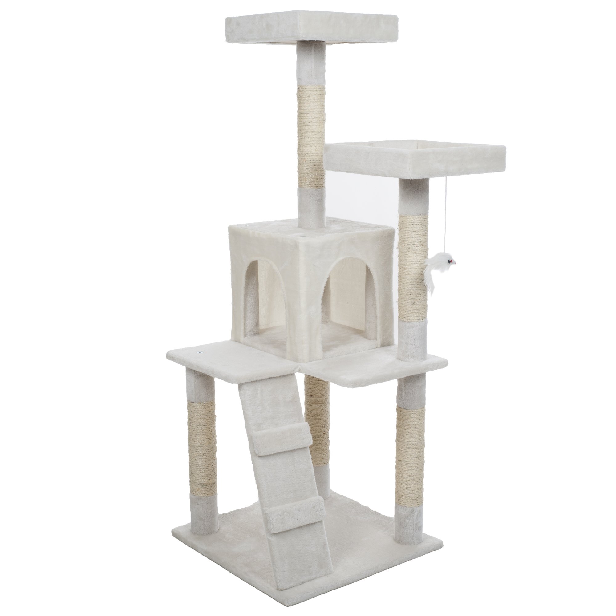 PETMAKER Penthouse Sleep & Play Cat Tree, 4', White
