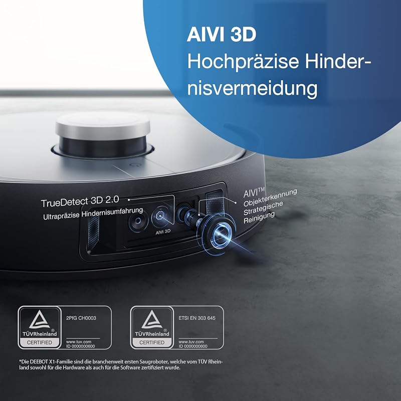 DEEBOT X1+ Robot Vacuum Cleaner Washer + Automatic Waste Station (3.2L), Suction Power 5000PA, Obstacle Avoidance, 3D Mapping, 5200mAh Battery, Voice Assistant
