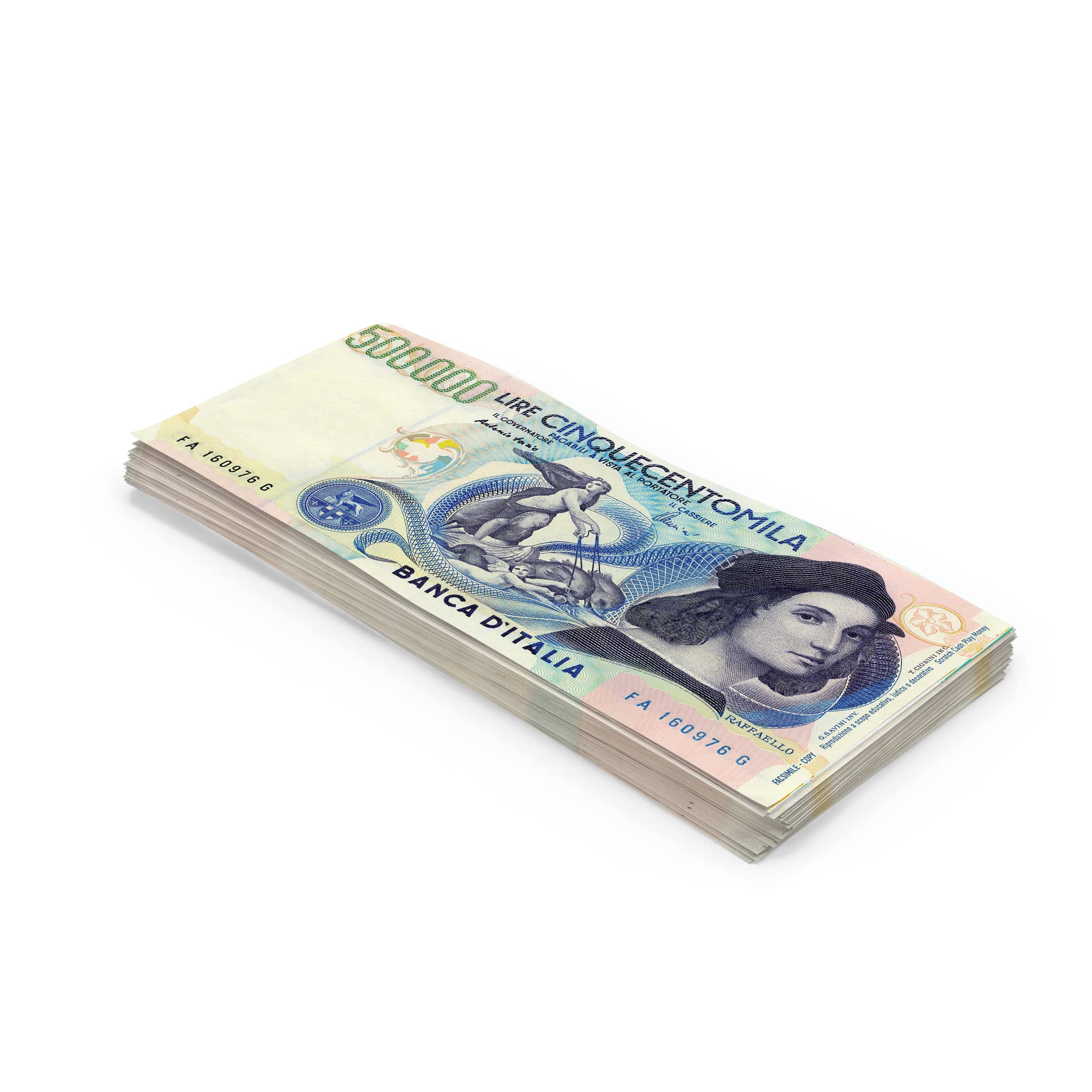 Scratch Cash 100 x ₤ 500.000 Lira Play Money (Real Size)