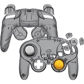 eXtremeRate Clear Black Faceplate Backplate for Nintendo Gamecube Controller, Custom DIY Replacement Housing Shell Cover with Buttons for Nintendo Gamecube Controller - Controller NOT Included