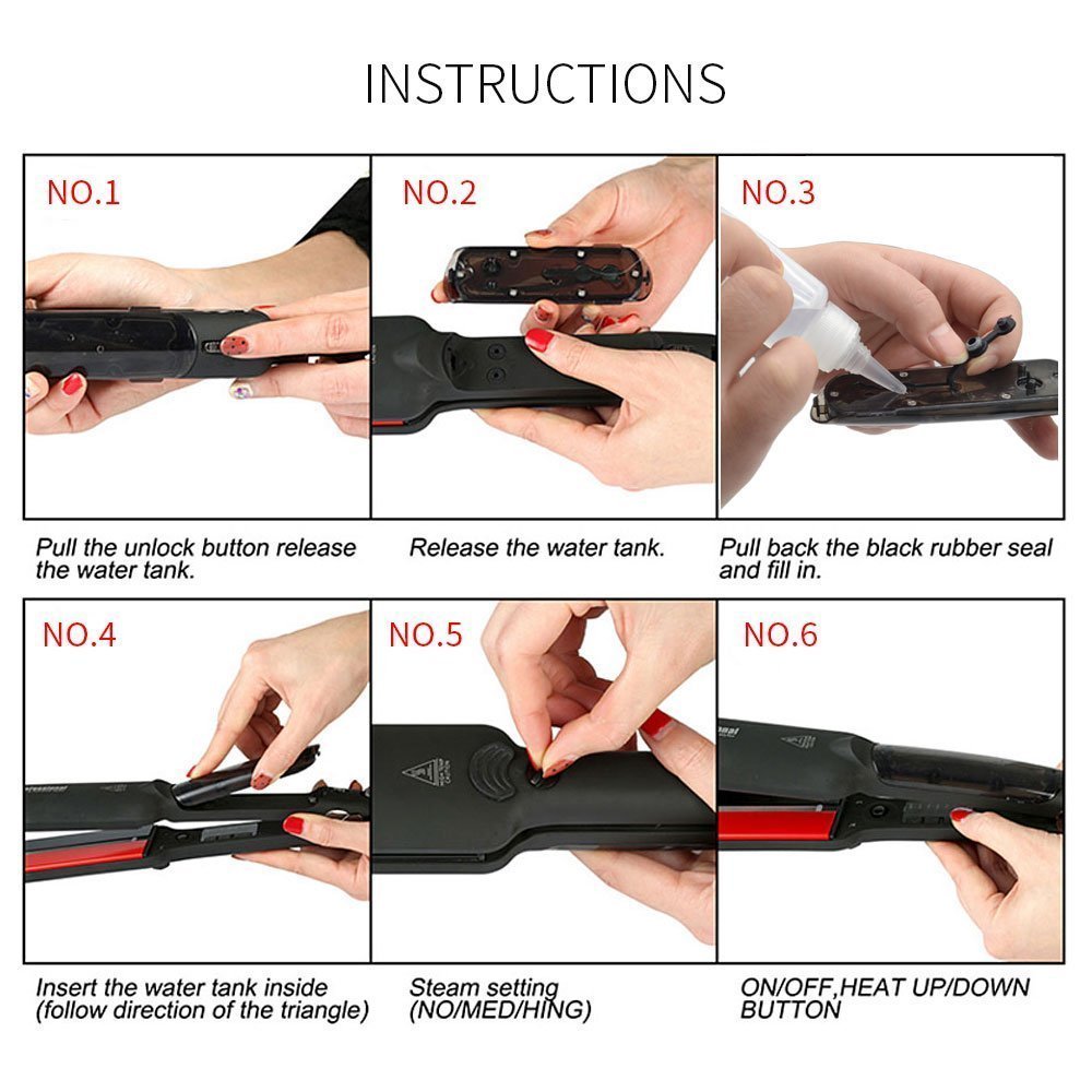 DORISILK Steam Hair Straightener and Curler Iron 2 in 1, Professional Salon Infrared Flat Iron Wide Tourmaline Ceramic Plate, Vapor Straighteners for Hair 450 Degrees Adjustable Temp, 2 Inch Black