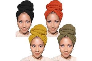 PWEOUKE Head Wraps for Black Women African Head Wrap Lightweight for Women Long Plain Turban Hair Scarf Scarves