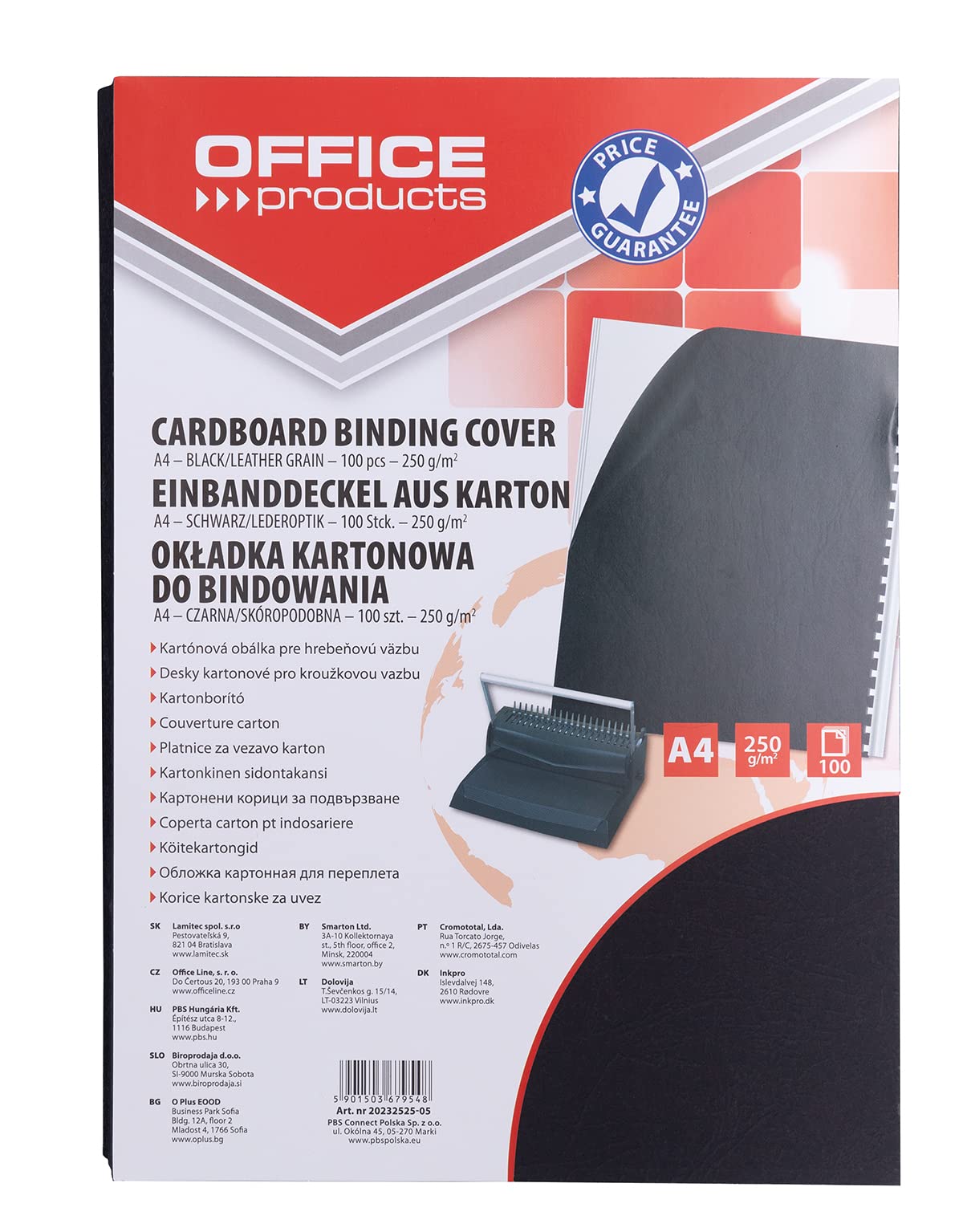 Binding Covers Office Products Cardboard A4 250 GSM 100 Pcs Leather-Like Black/Presentation/Type-for Binding/Kind-Back, Cardboard/Material-Cardboard/Colour-Black/Format-A4