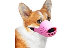 LUCKYPAW Dog Muzzle, Soft Duck Silicone Mouth Cover with Adjustable Strap for Small Medium Dogs, Best to Prevent Barking, Biting, and Chewing