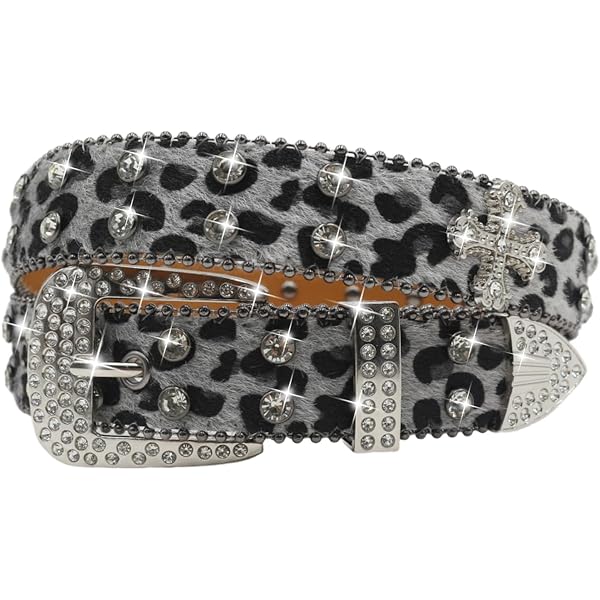 5725 Rhinestone Skull Belt Men Women Leopard Punk Studded Skulls EVERBLTING Rhinestone Skull Belt Men Women Skull Leopard  main image 3