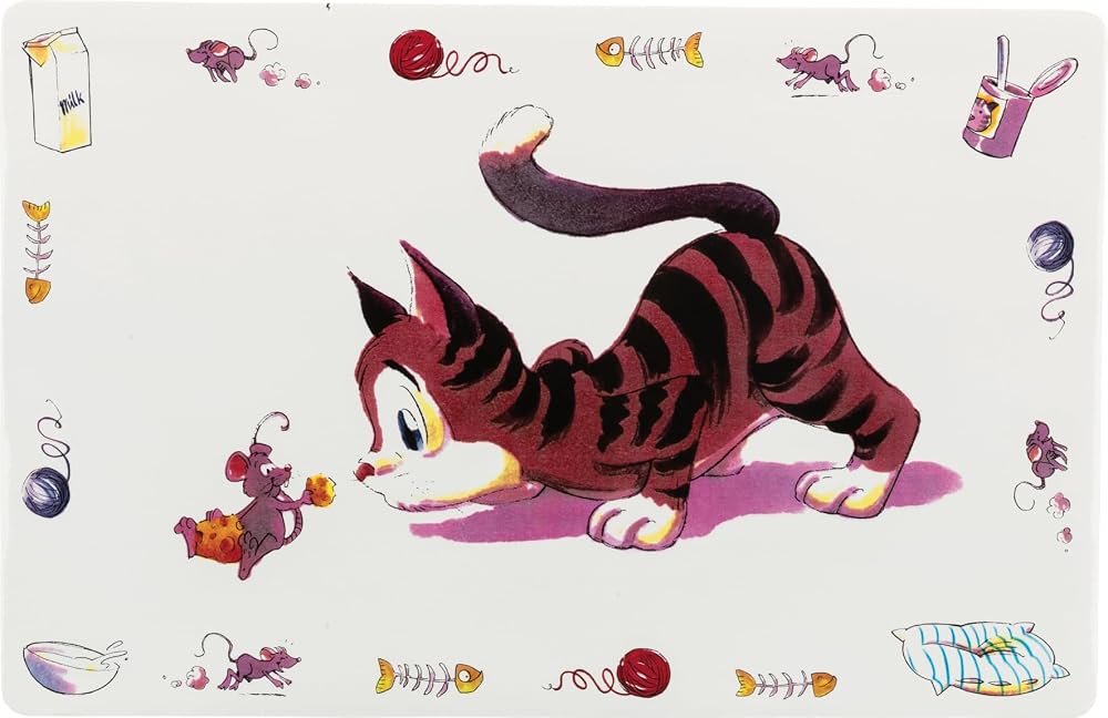 TRIXIE Trixie Comic Cat Print Place Mat 44 x 28 cm Non-Slip Easy Clean